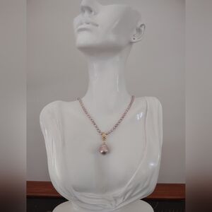 Baroque Pink Lavender Pearl Pendant Necklace